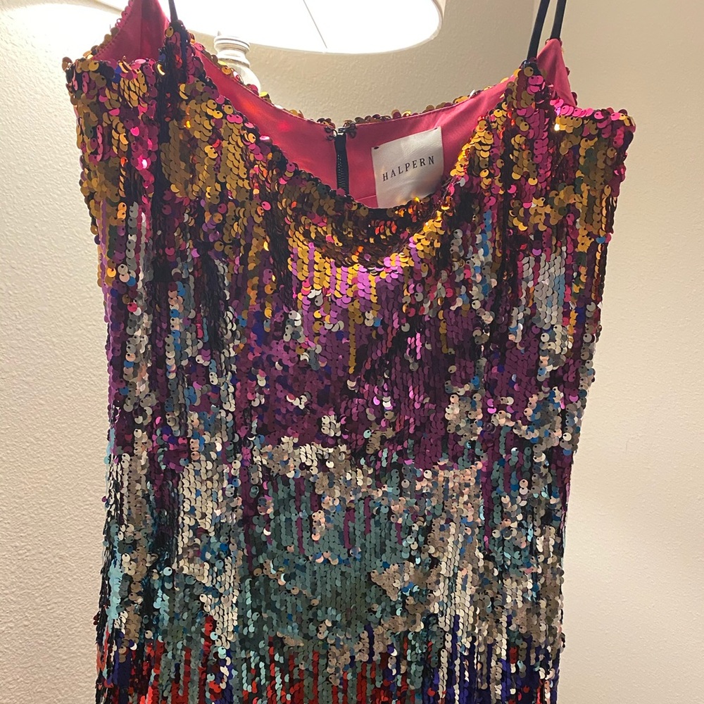 Halpern Mini “ tank “ Sequence Dress